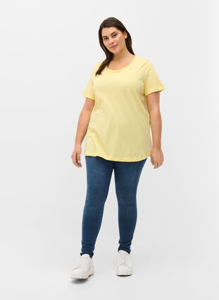 Katoenen t-shirt met print, Pale Banana Shine, Model image number 3