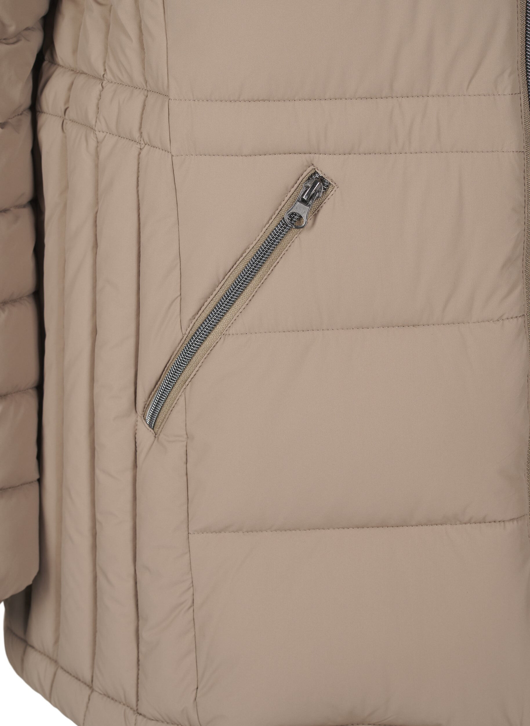 Zizzi Korte puffer jas met zakken, Beige, Packshot image number 3