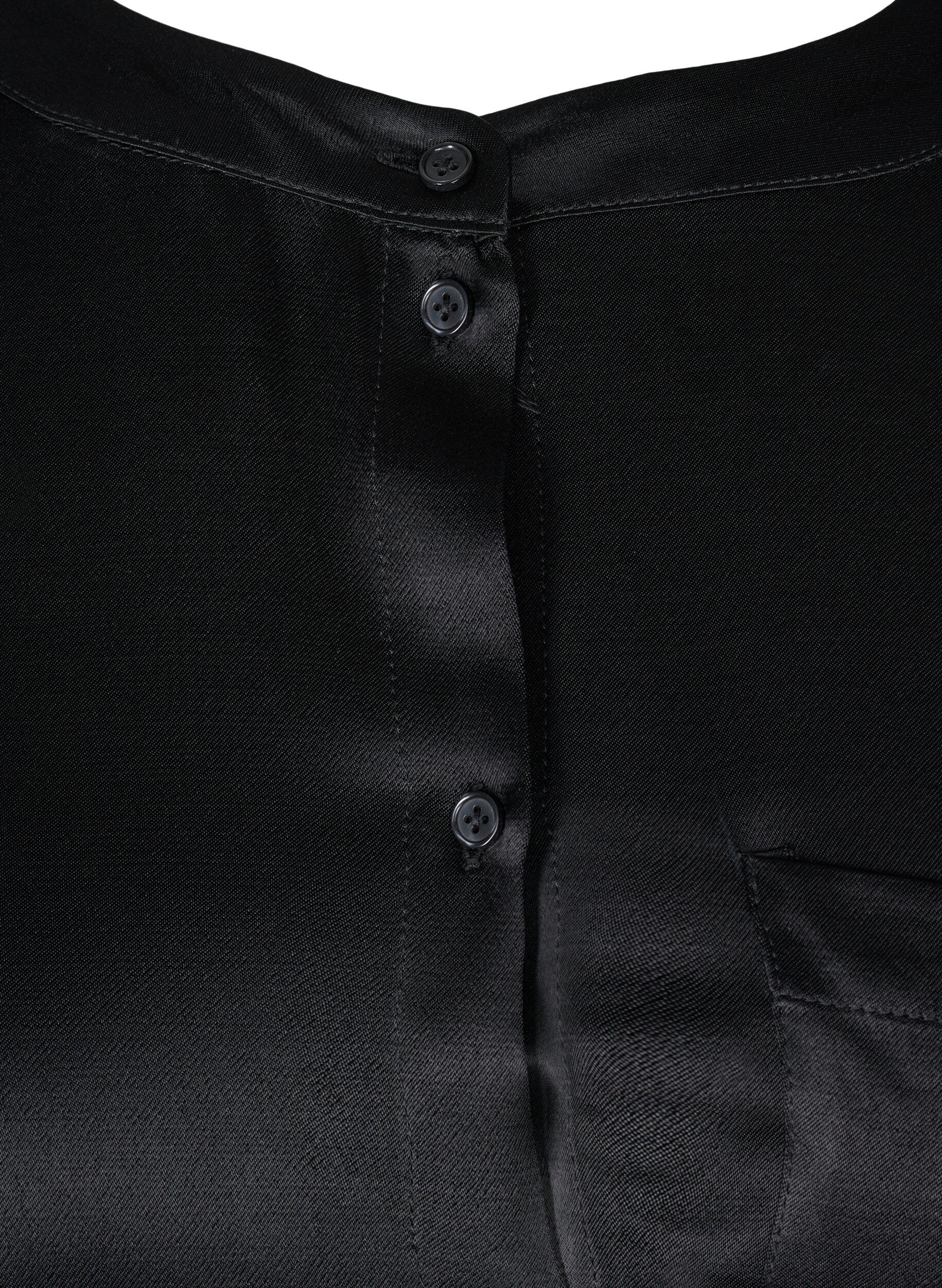 Zizzi Lang glanzend shirt met split, Black, Packshot image number 2