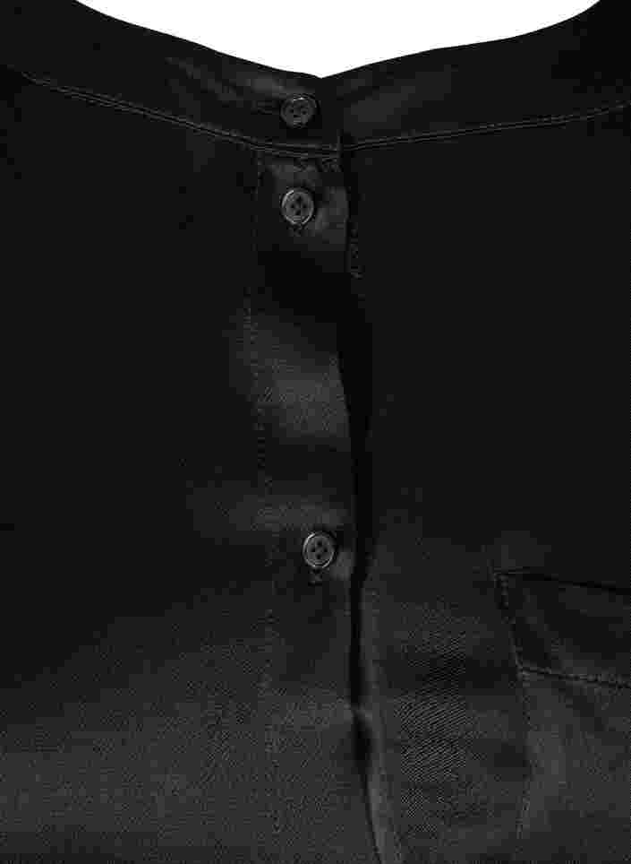 Lang glanzend shirt met split, Black, Packshot image number 2