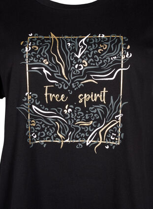 T-shirt van biologisch katoen met gouden opdruk, Black W. Free, Packshot image number 2