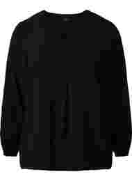 Effen blouse met v-hals, Black