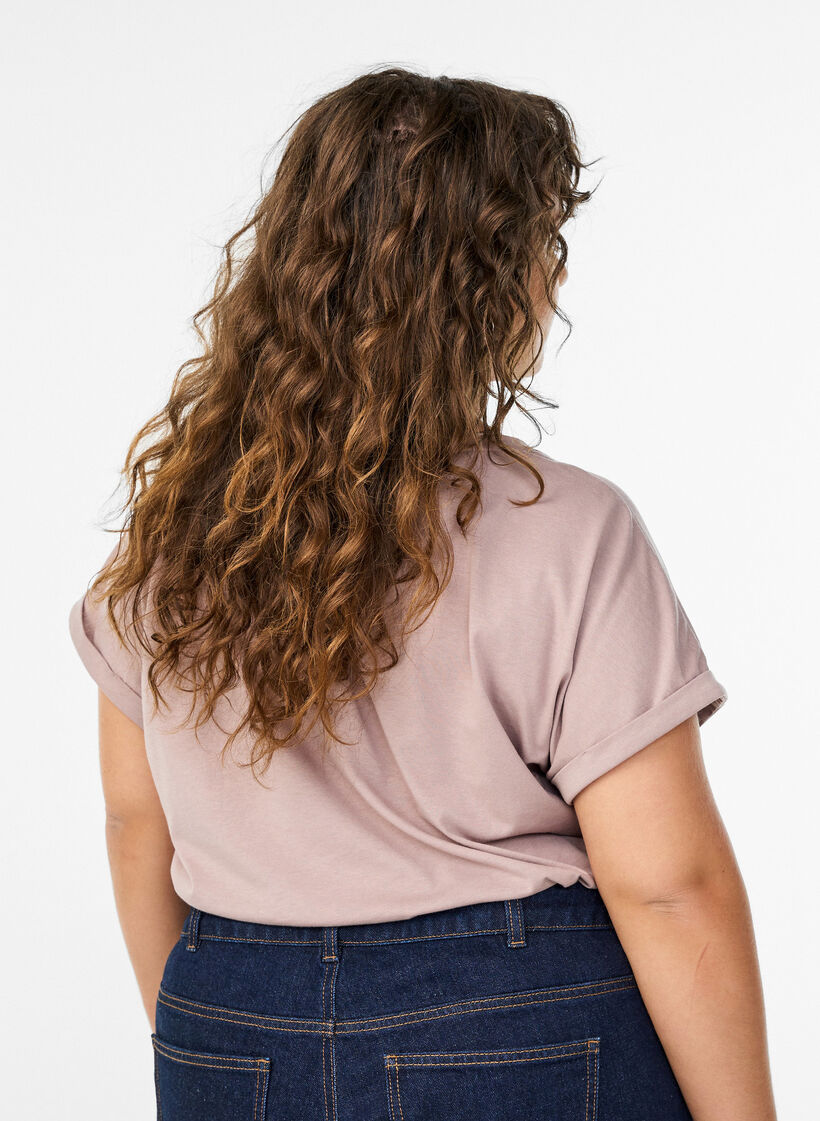 T-shirt met korte mouwen van katoenmix, Rood, Model image number 2