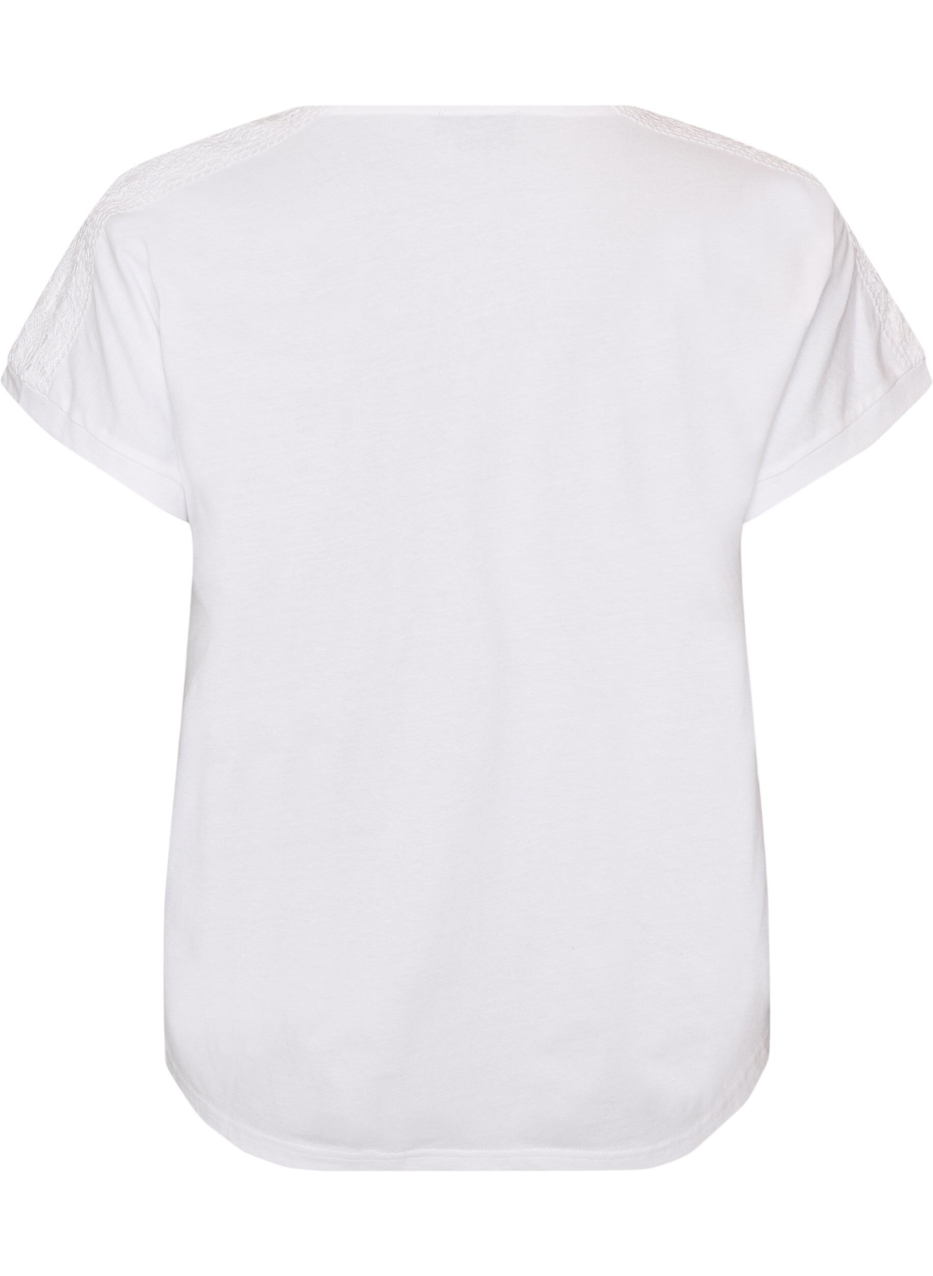 ZizziKatoenen T-shirt met haakdetail, Wit, Packshot image number 1