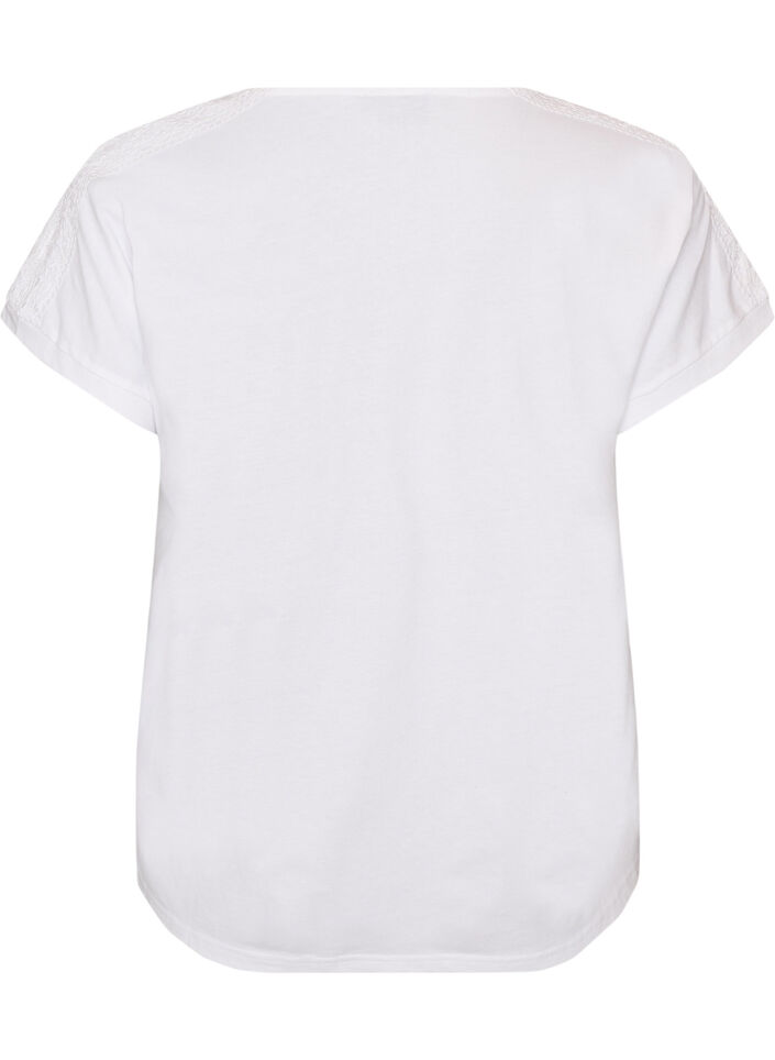 Katoenen T-shirt met haakdetail, Wit, Packshot image number 1