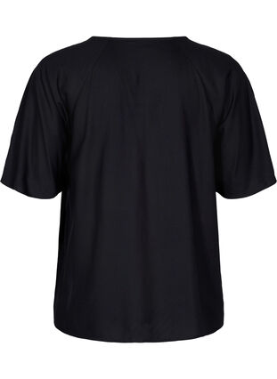 Viscose blouse met korte mouwen en touwtjes detail, Black, Packshot image number 1