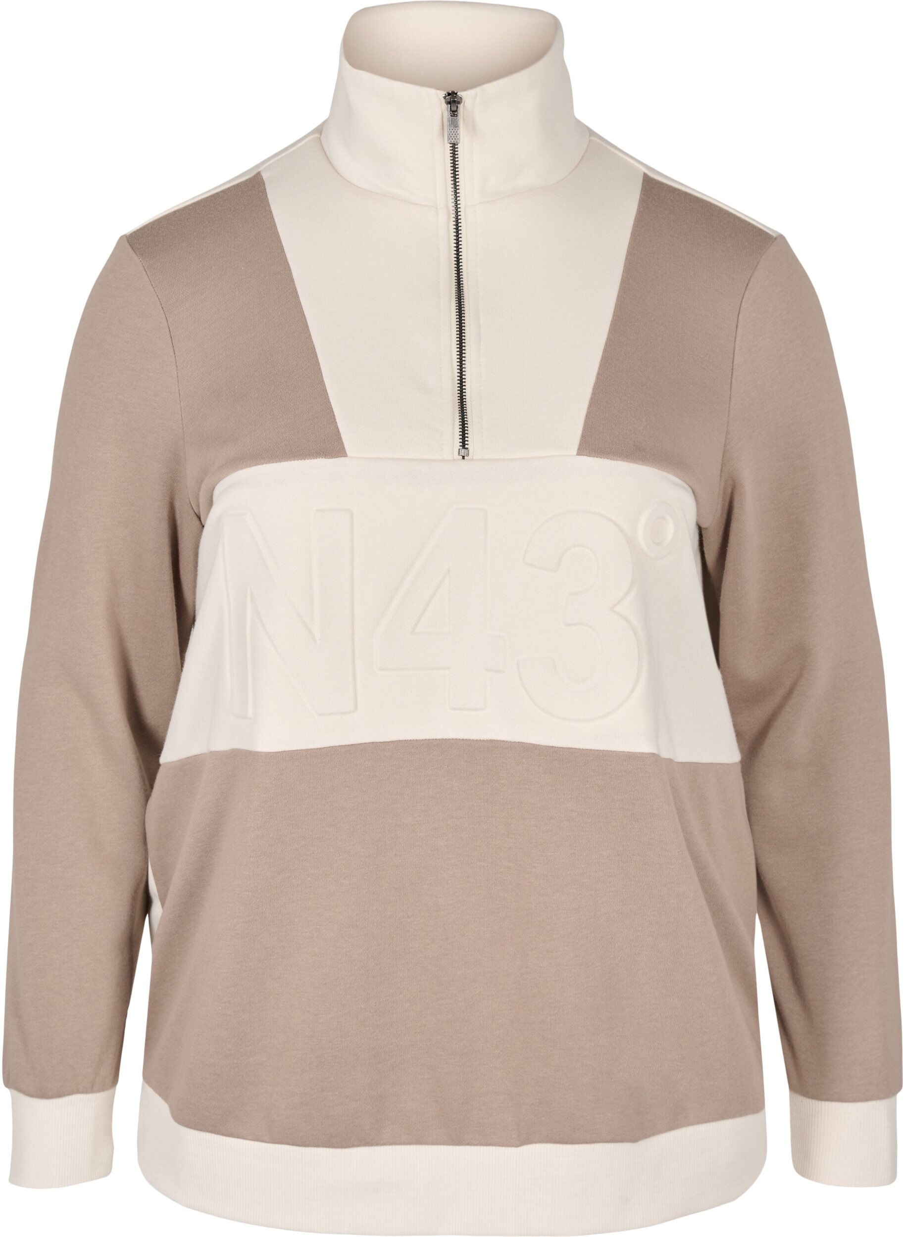Zizzi Sweatshirt met colorblock, Timber Wolf/Birch, Packshot image number 0