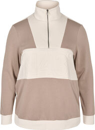 Sweatshirt met colorblock, Timber Wolf/Birch