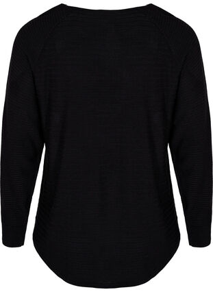 Gebreide blouse met ronde hals, Black, Packshot image number 1