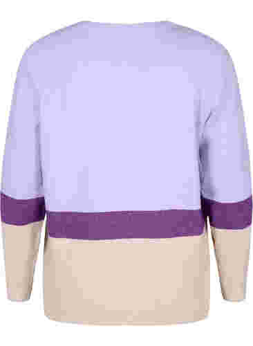 Gestreepte gebreide trui met ronde halslijn, Lavender Comb, Packshot image number 1