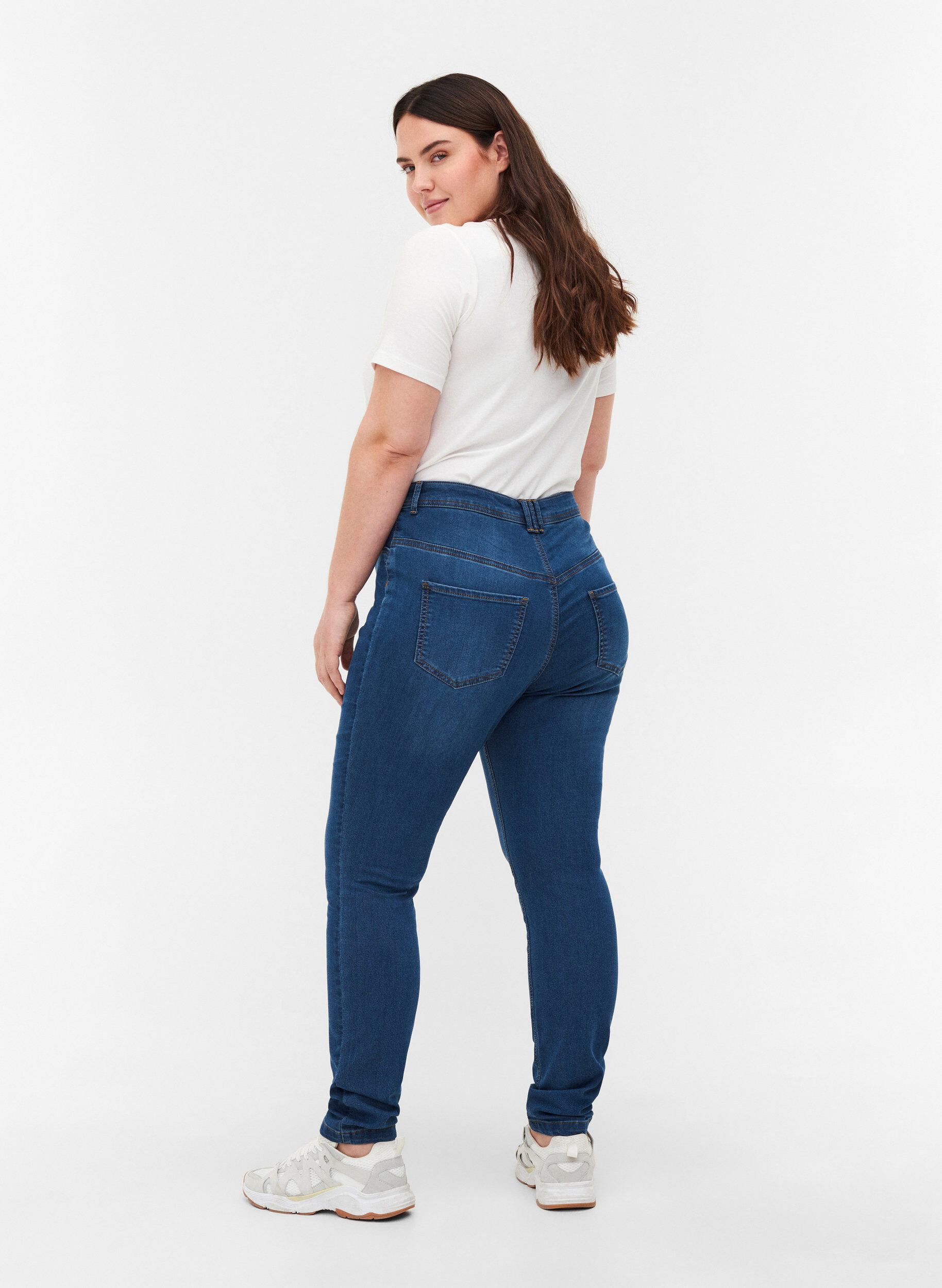 Zizzi Extra slim fit Amy jeans met hoge taille, Blauw, Model image number 2