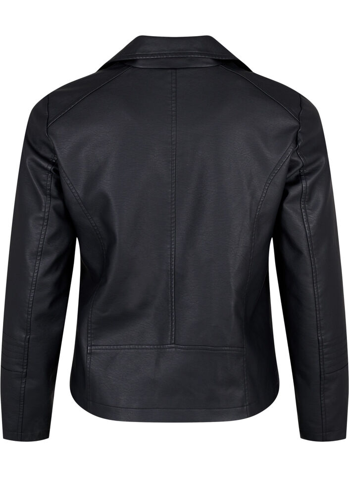 Bikerjack in imitatieleer, Zwart, Packshot image number 1