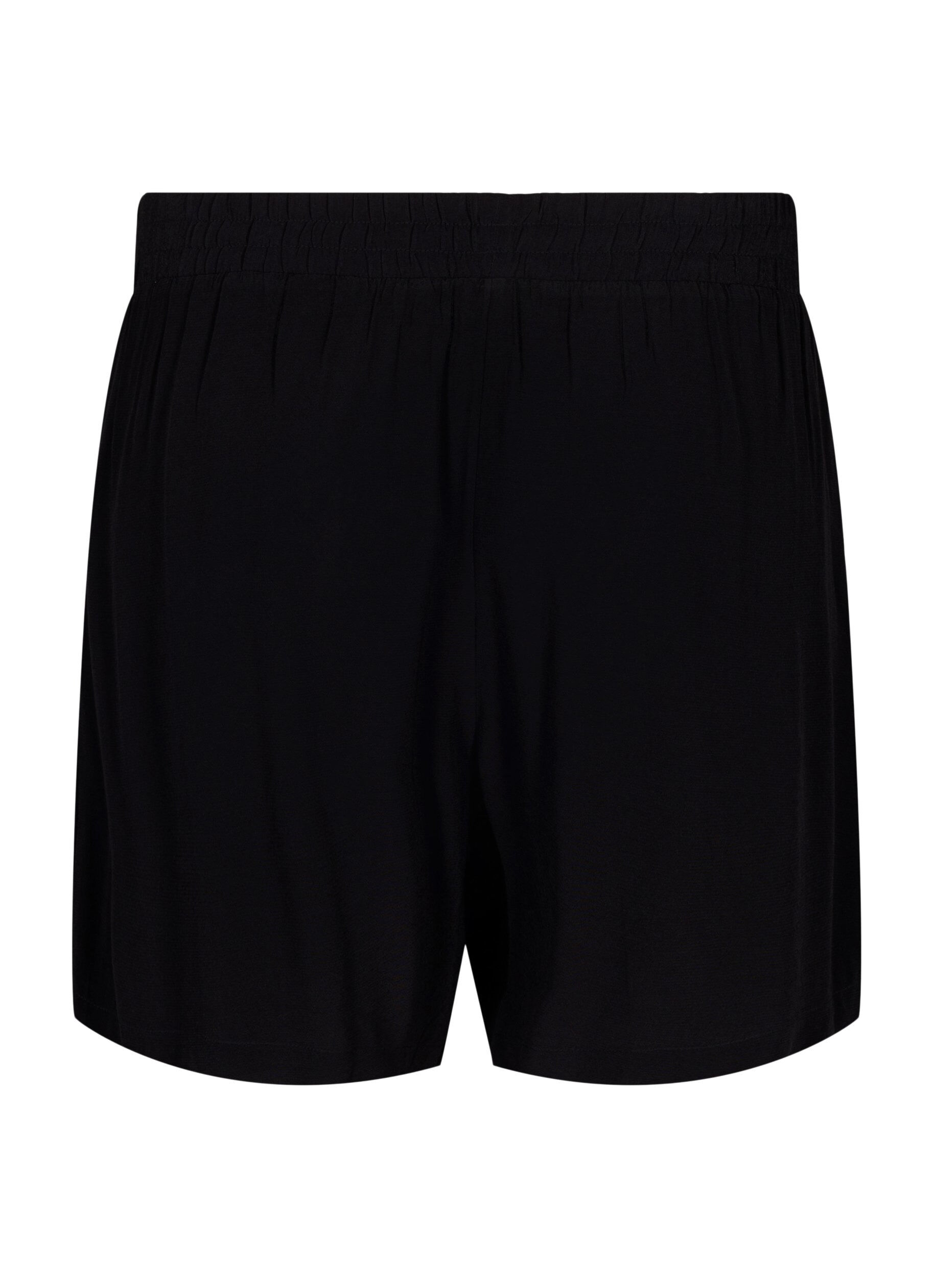 Zizzi Losse shorts van viscose, Black, Packshot image number 1