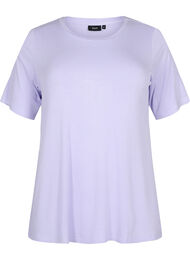 T-shirt van viscose met ribstructuur, Lavender