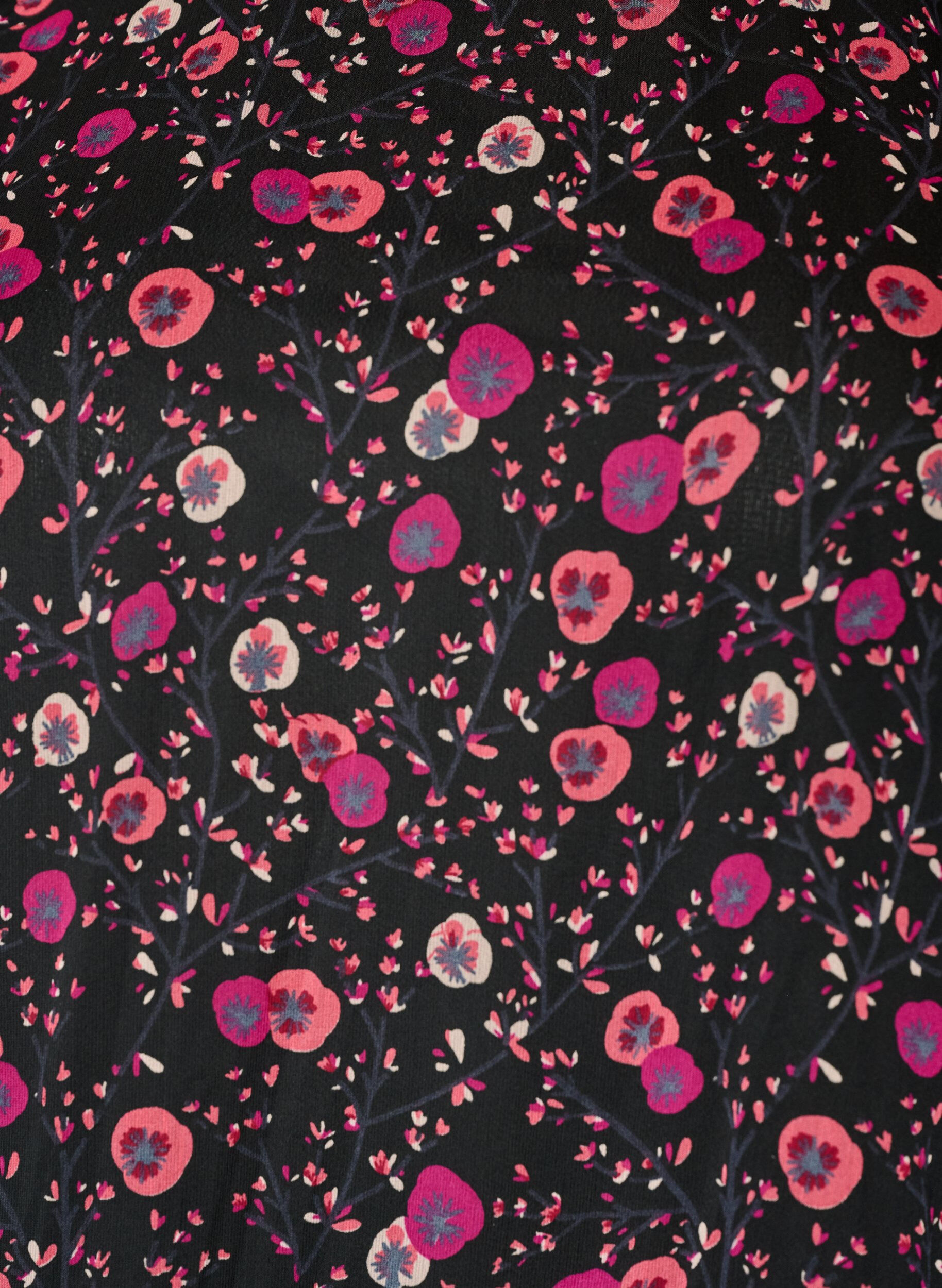 ZizziChiffon blouse met bloemenprint en sheer mouwen, Zwart, Packshot image number 2