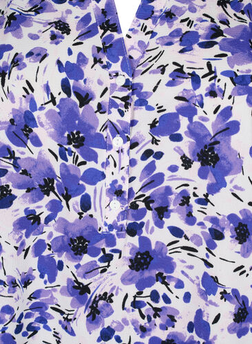 Blouse met korte mouwen en v-halslijn (GRS), Purple Small Flower, Packshot image number 2