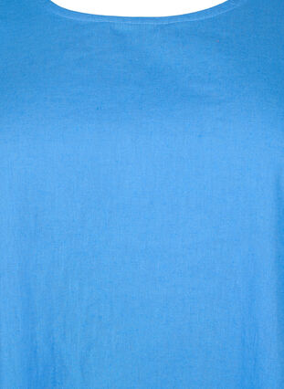Katoenen blouse met korte mouwen van katoenmix met linnen, Ultramarine, Packshot image number 2