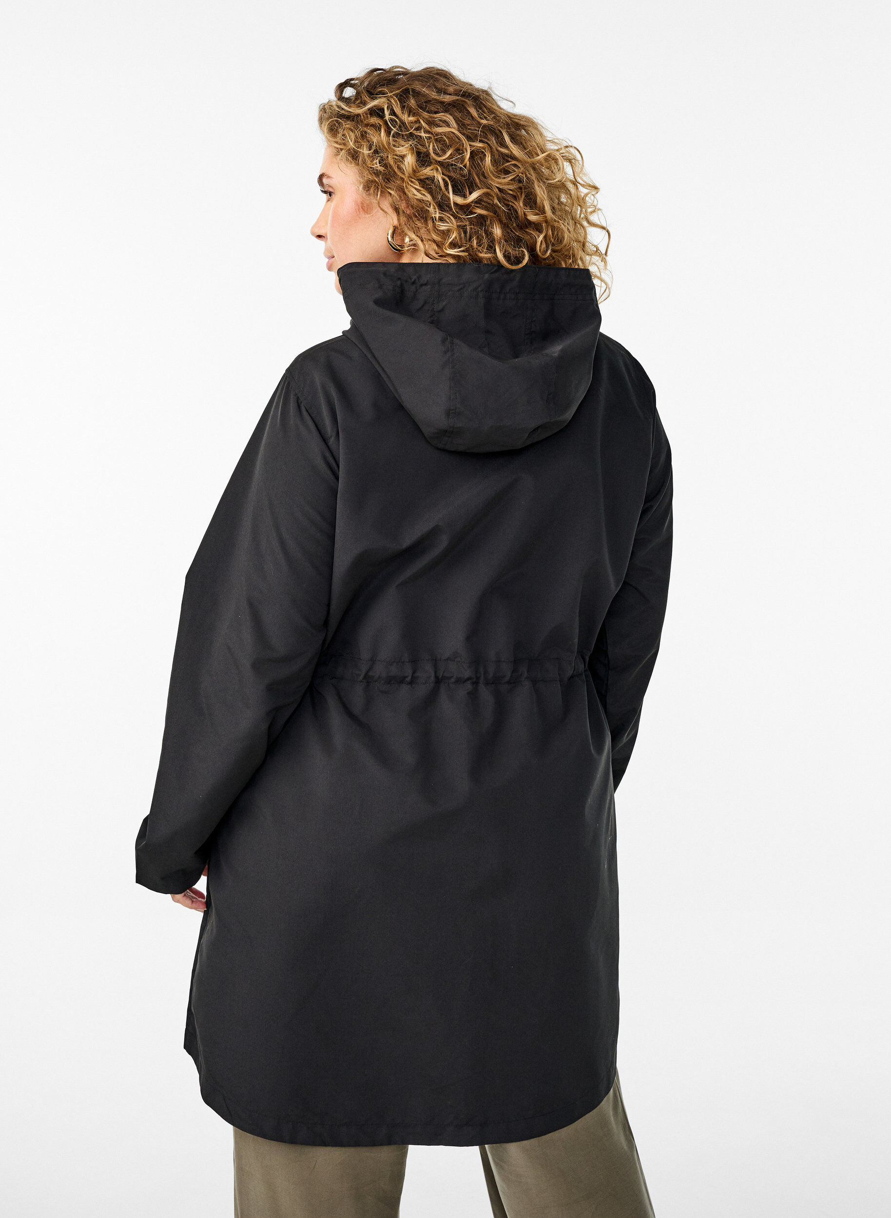 Zizzi FLASH - Waterafstotende parka met capuchon, Zwart, Model image number 2