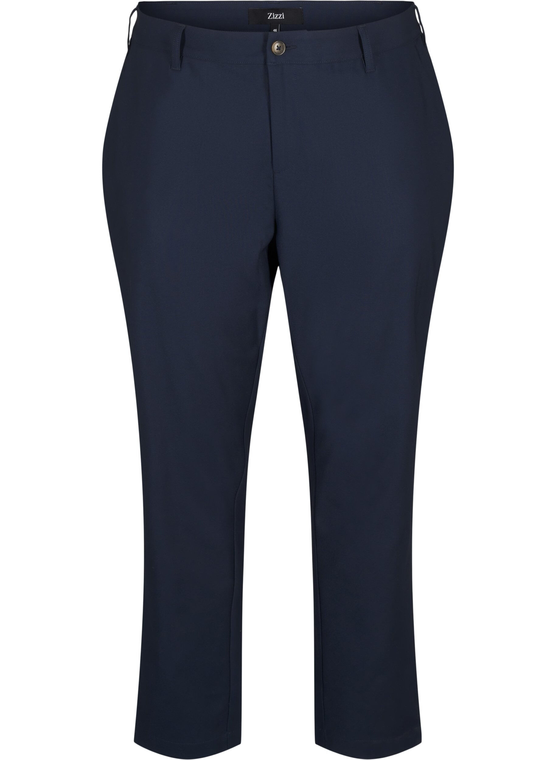 Zizzi Broek met hoge taille en rechte pijpen, Blauw, Packshot image number 0