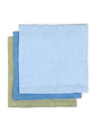 Katoenen mousseline doek 3-pack, Blue/Green, Packshot image number 0