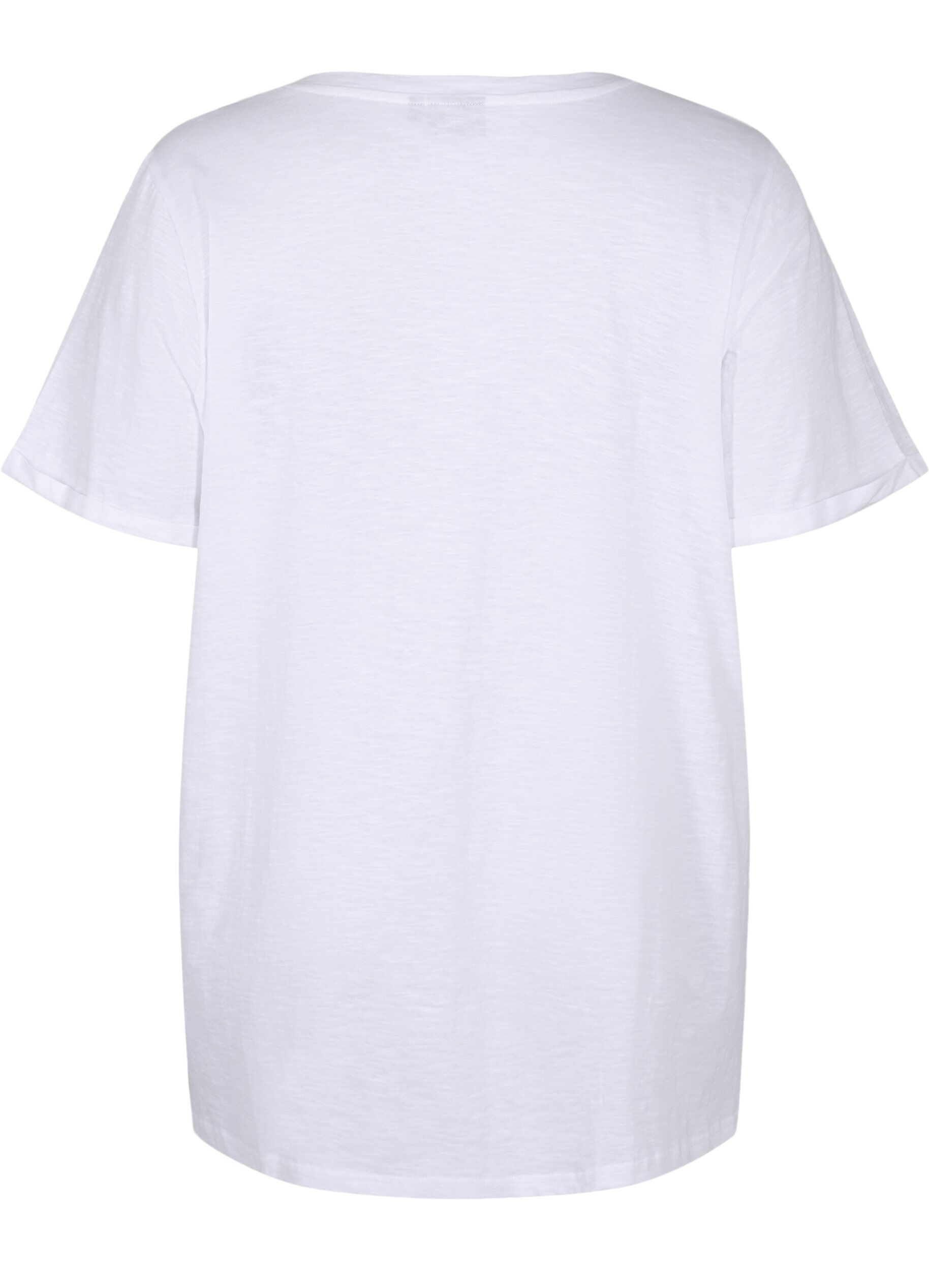 Zizzi Effen kleur oversized v-hals t-shirt, Wit, Packshot image number 1