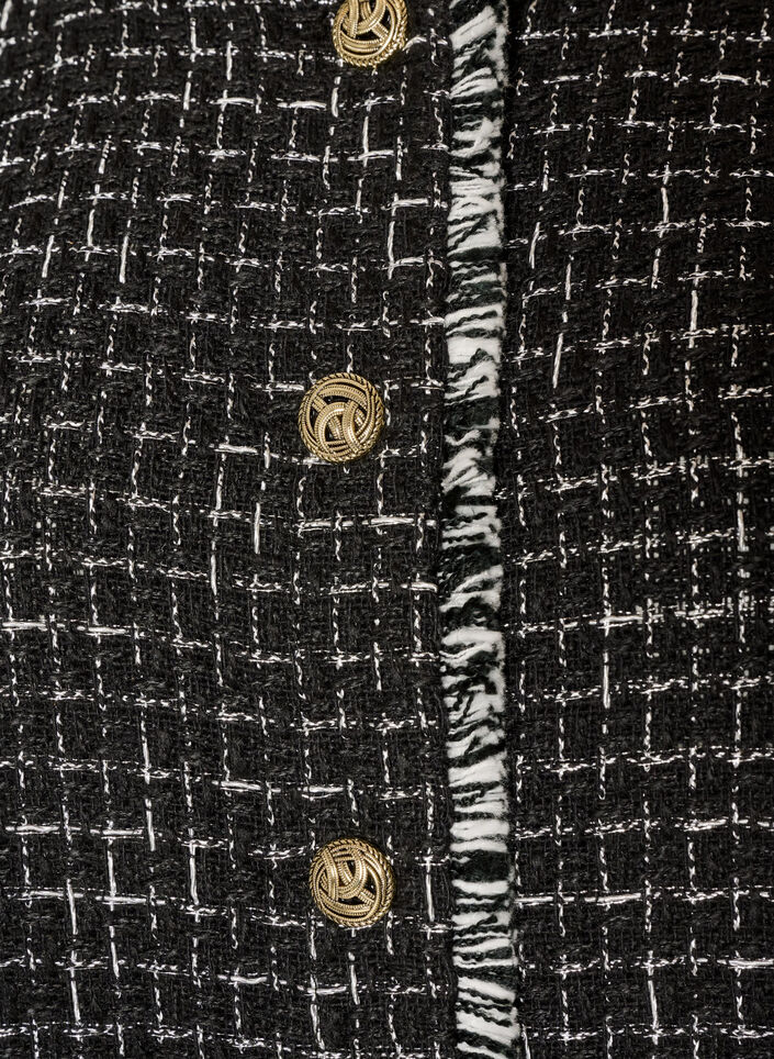 Geruite gilet met decoratieve knopen, Zwart, Packshot image number 2