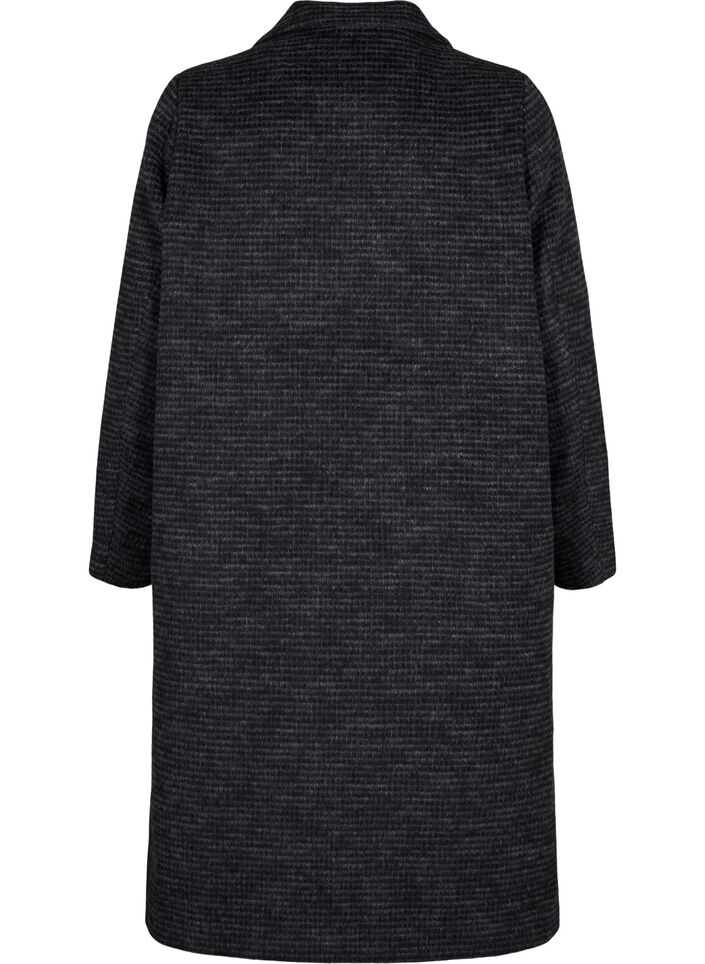 Geruite wollen jas met een geborstelde textuur, Black Comb, Packshot image number 1