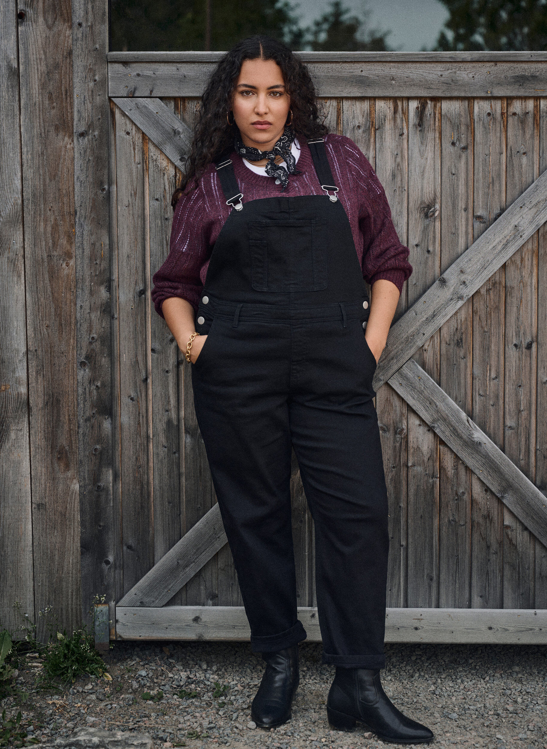 Zizzi Denim overalls, Zwart, Image image number 0