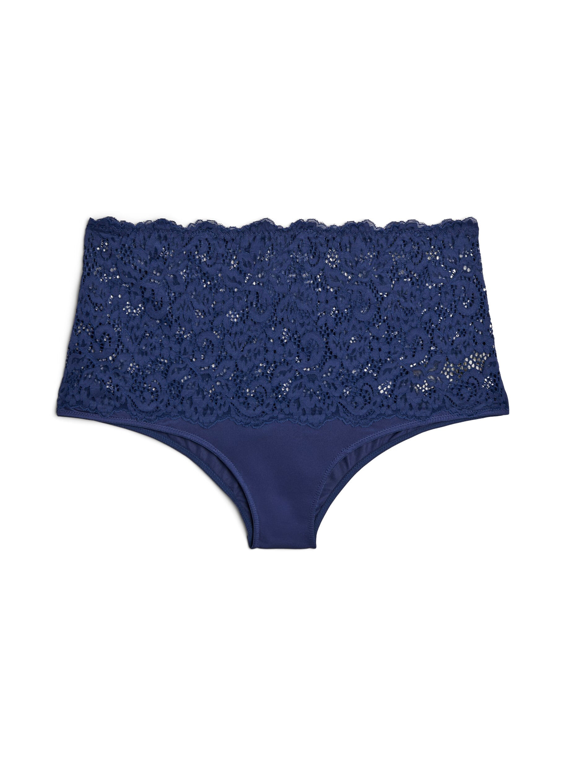 Zizzi High-waist hipster slip met kanten details, Medieval Blue, Packshot image number 0
