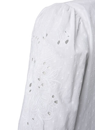Gestructureerde hemdblouse met anglaise borduurwerk, Bright White, Packshot image number 3