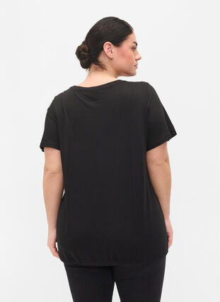 T-shirt met korte mouwen en verstelbare onderkant, Black, Model image number 1