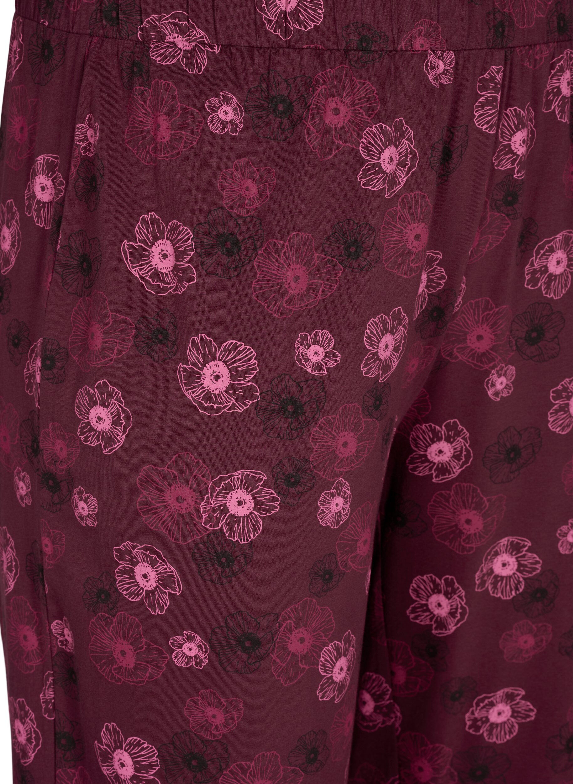 Zizzi Kleren pyjama broek met print, Donker Bordeaux, Packshot image number 2