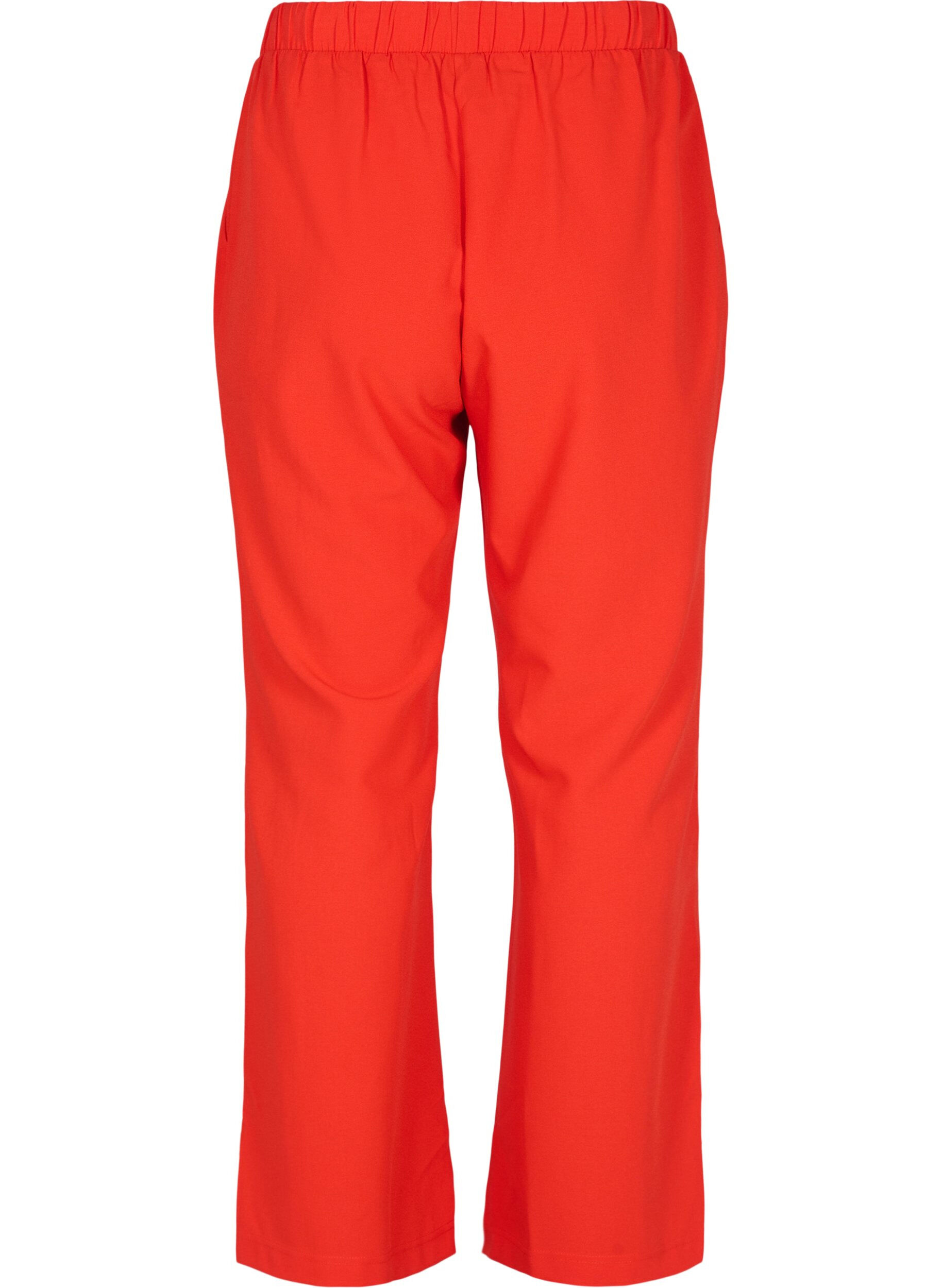 Zizzi Flared broek met elastiek in de taille, Rood, Packshot image number 1