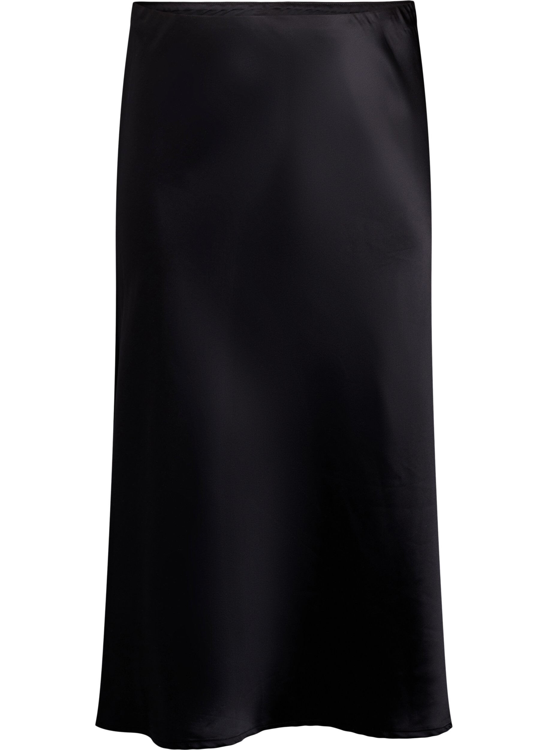 ZizziSatijnen midi rok, Zwart, Packshot image number 0