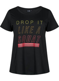 Sport-T-shirt met print, Black w. Drop It