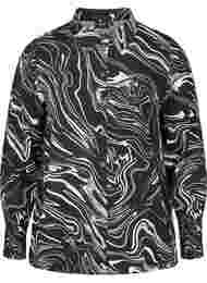 Viscose overhemd met lange mouwen en print, Black Swirl AOP