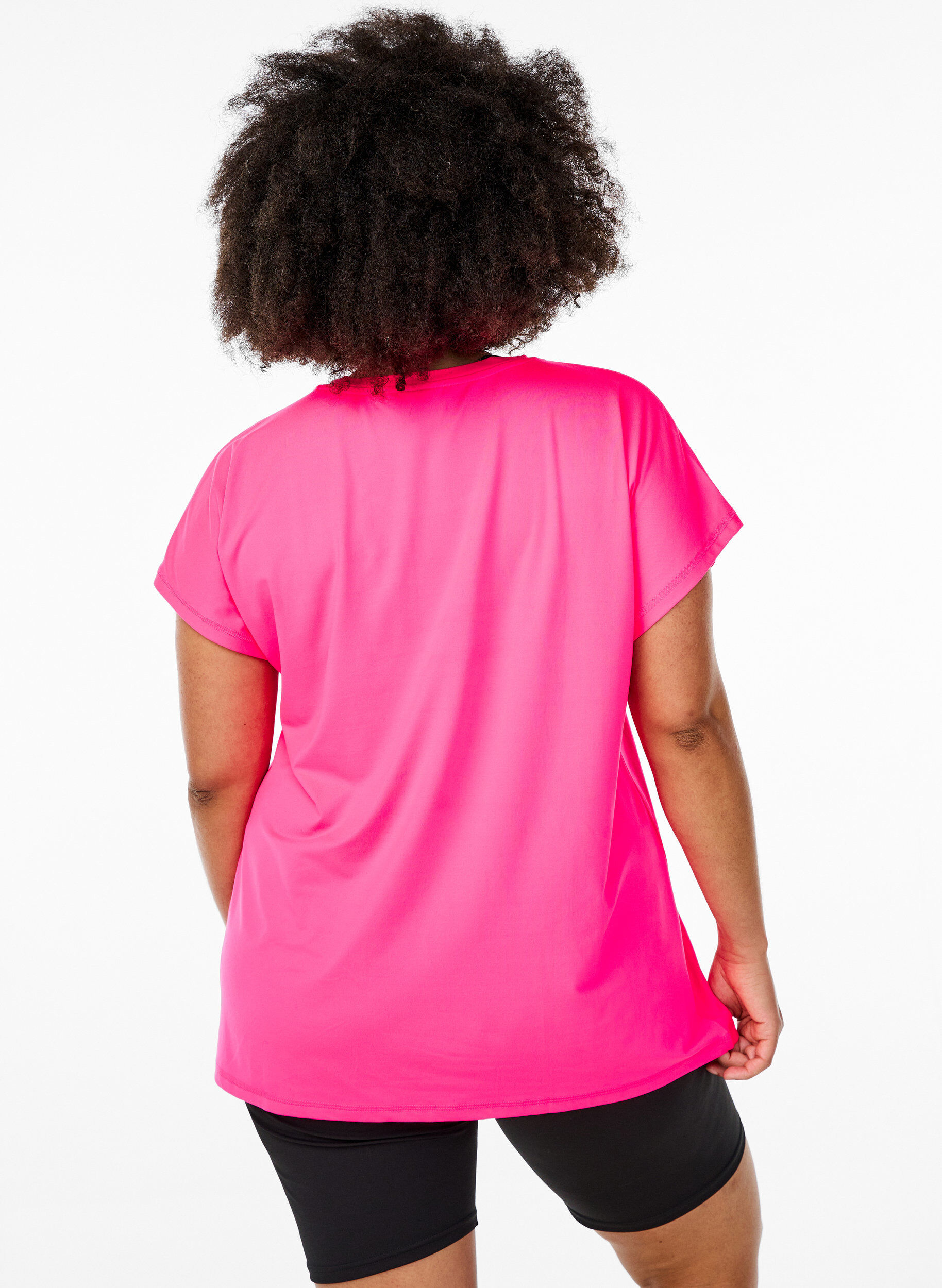 Zizzi Effen gekleurd trainingsshirt, Roze, Model image number 2