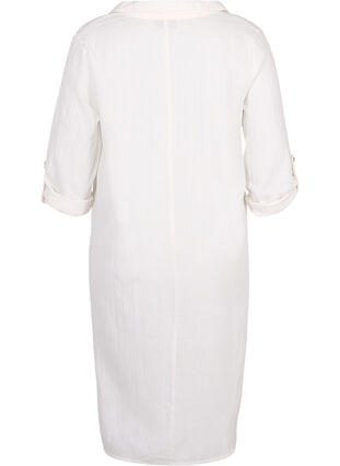 Gestreepte jurk gemaakt van katoen en linnen, White, Packshot image number 1