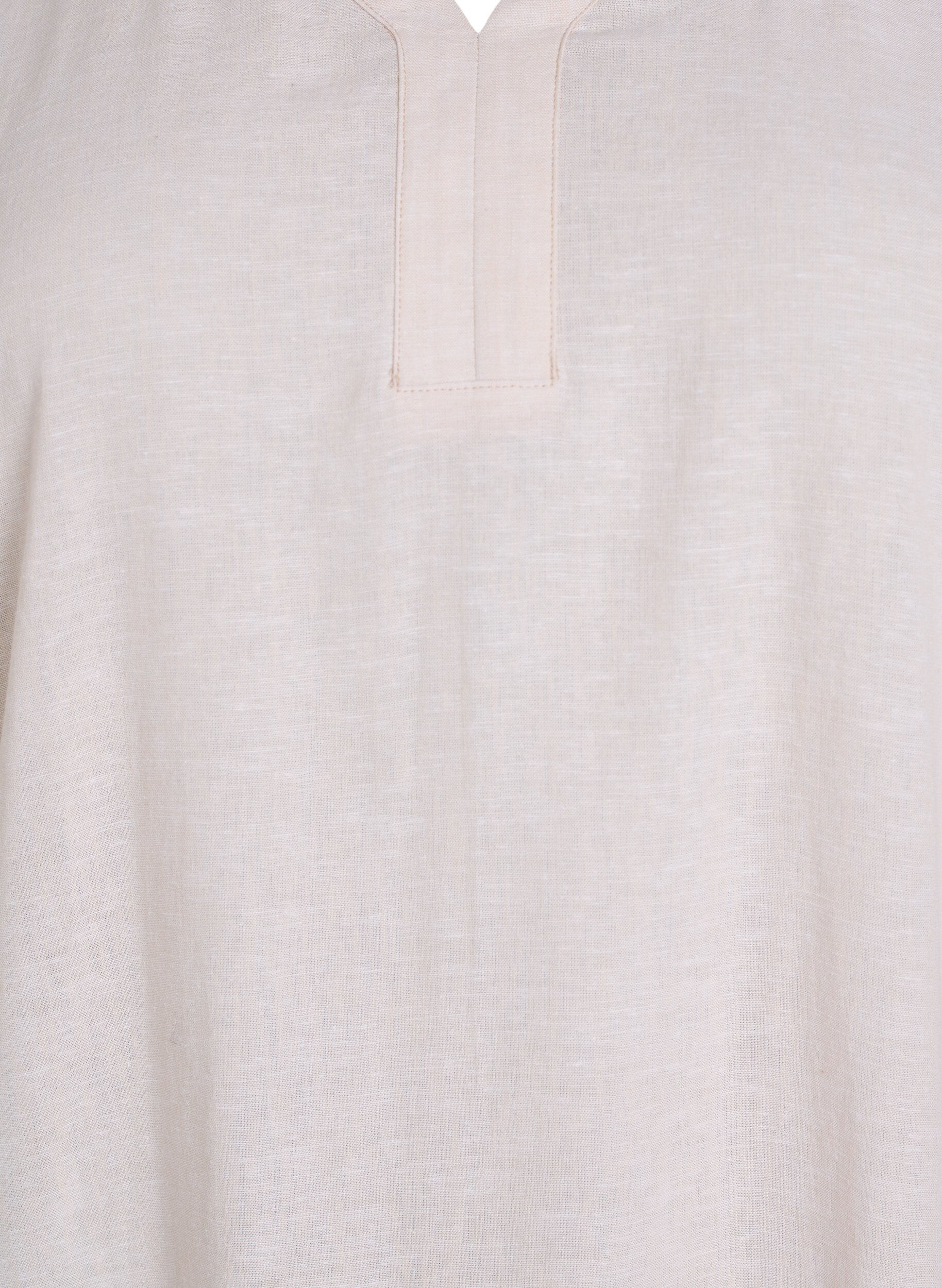 Zizzi Midi-jurk van linnen en viscose met korte mouwen, Beige, Packshot image number 2