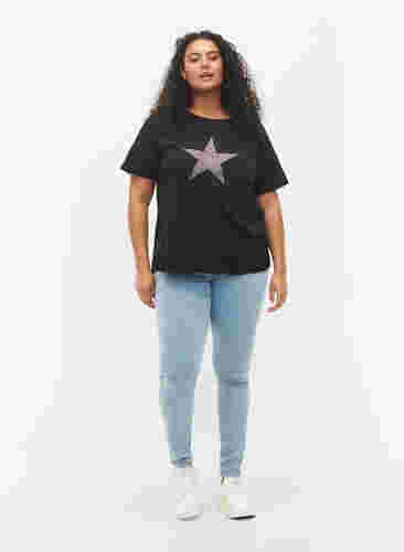 T-shirt van biologisch katoen met studs, Black Star , Model image number 2