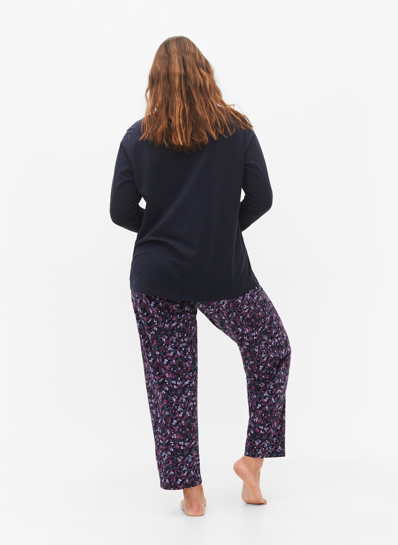 Katoenen pyjamabroek met print, Blauw, Model image number 1