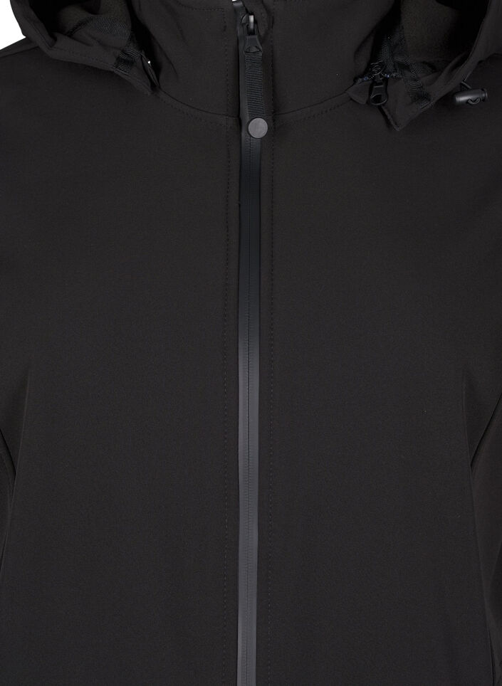 Softshell jack met afneembare capuchon, Zwart, Packshot image number 2