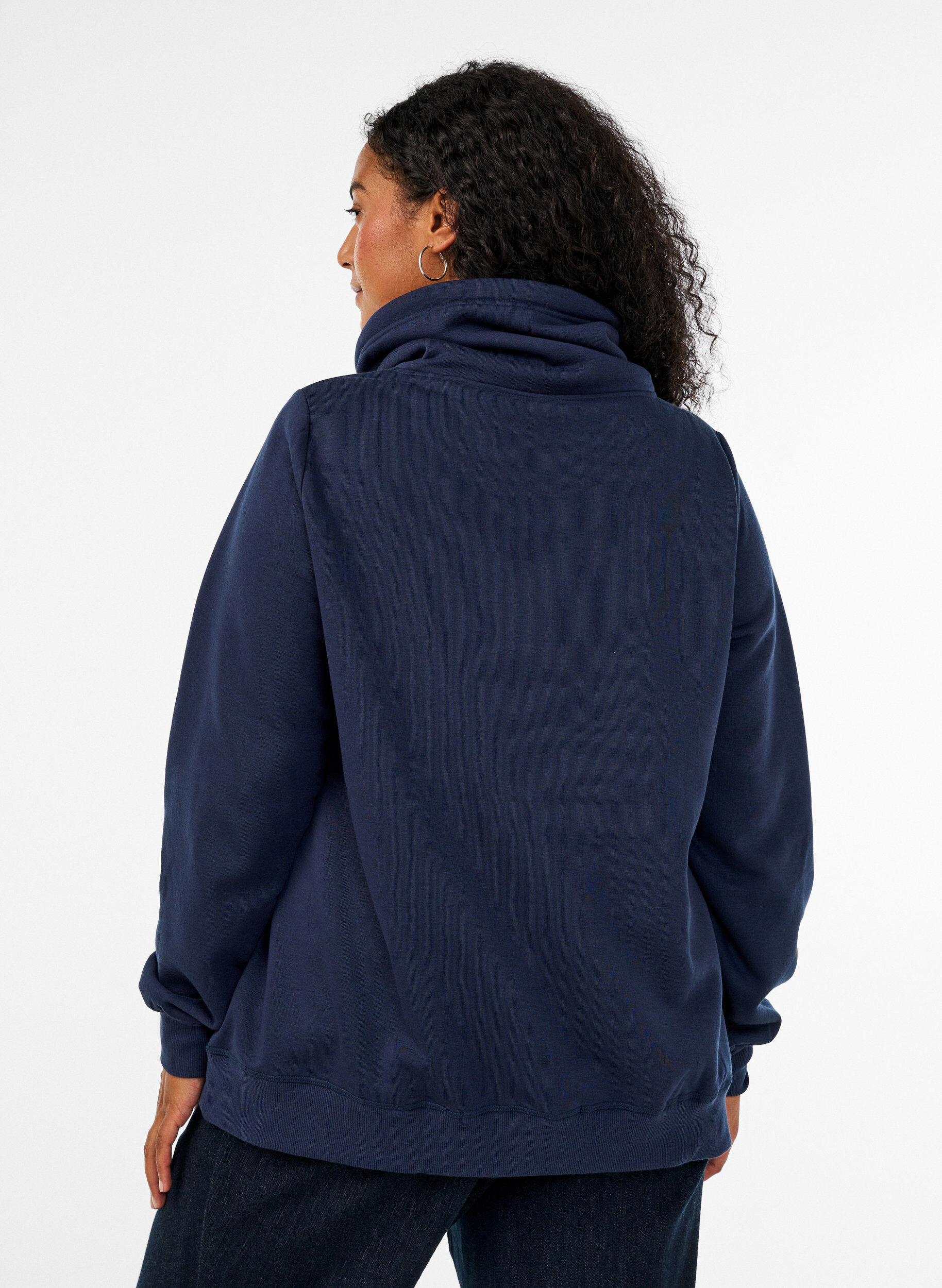 ZizziSweatshirt met hoge kraag en zakken, Blauw, Model image number 2
