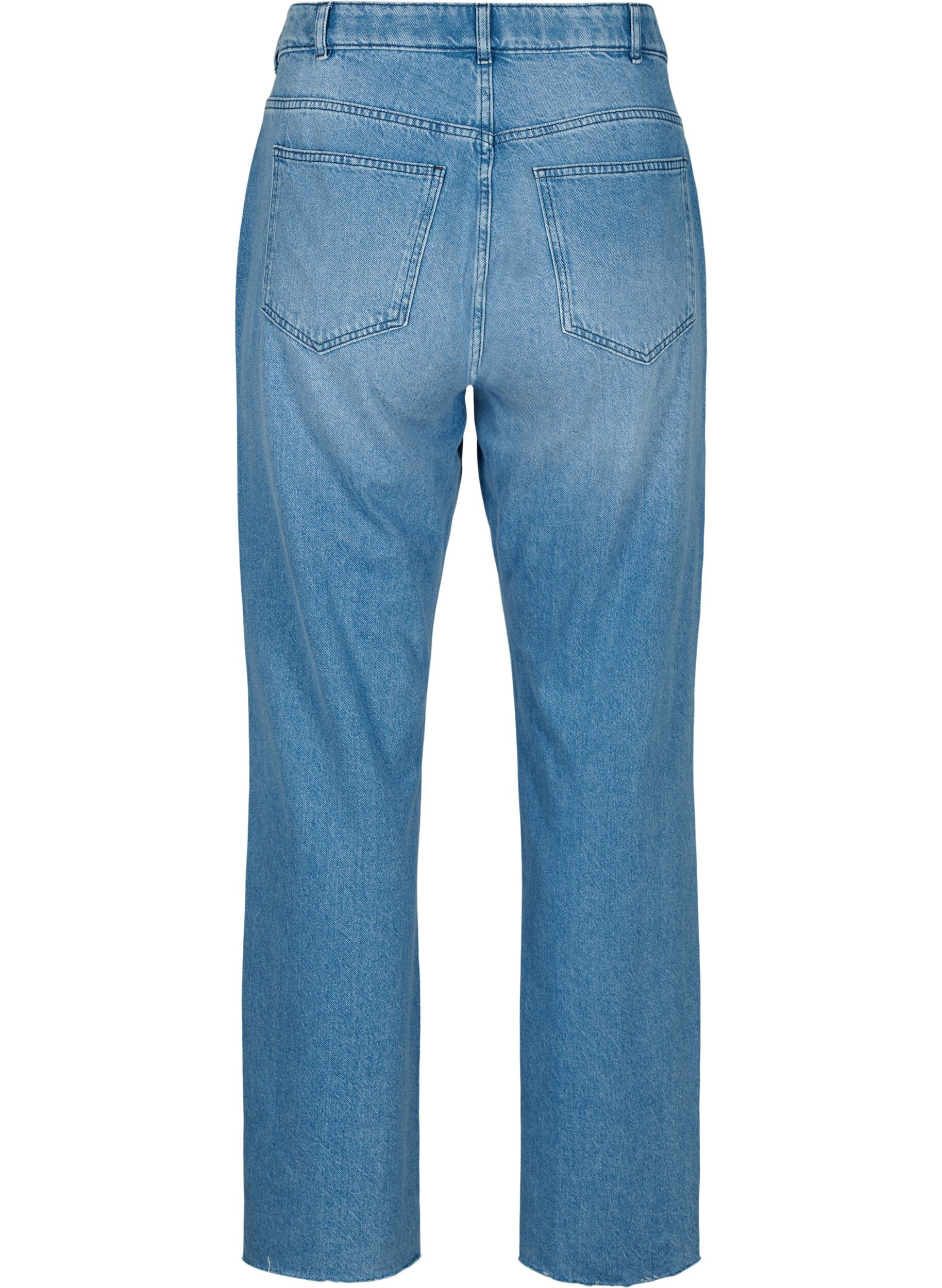 Zizzi Jeans met rechte pijp en rafels, Medium Blue, Packshot image number 1