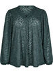 Blouse met lange mouwen met glitter en patroon, Groen, Packshot image number 0