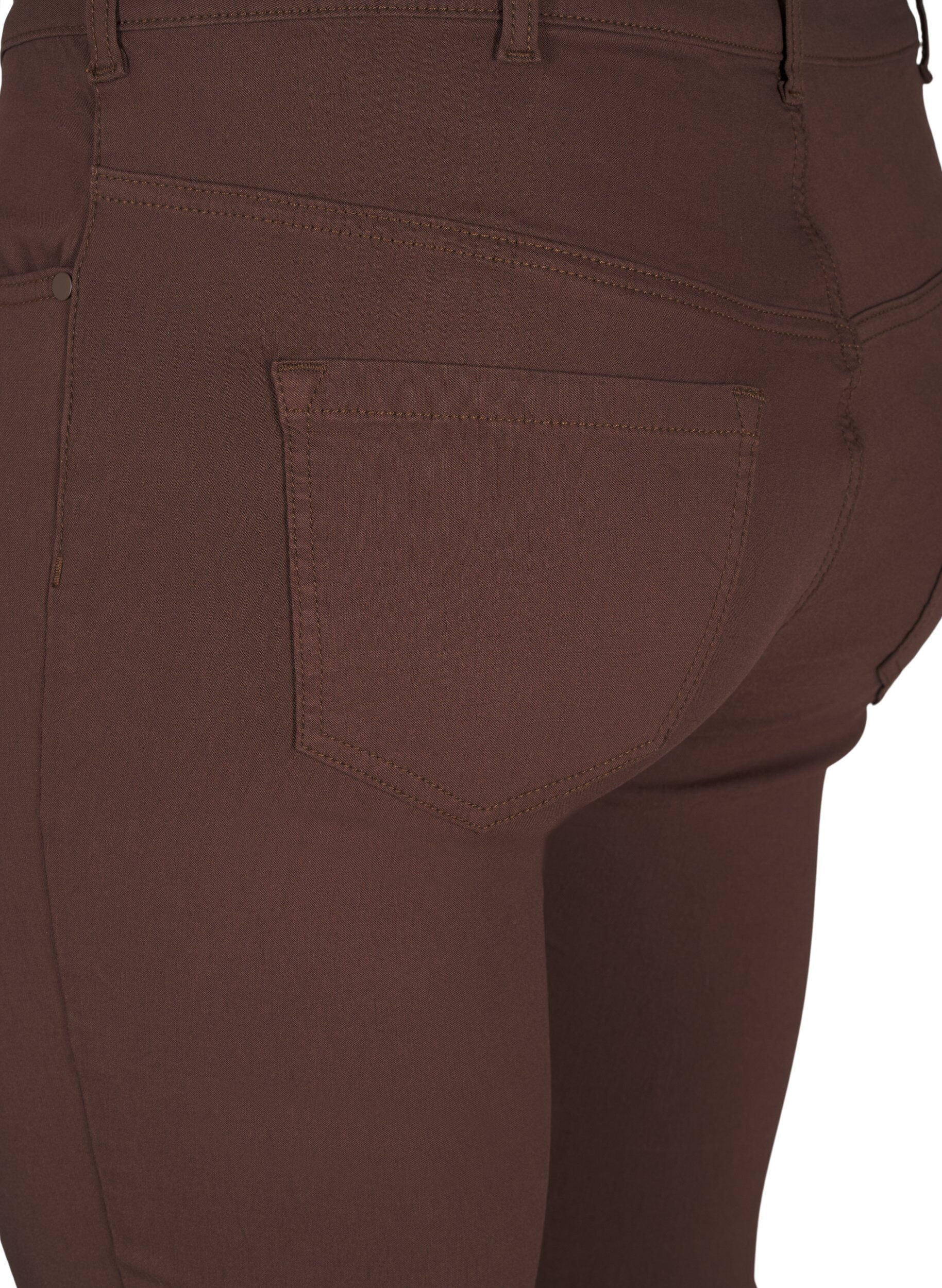 Zizzi Slim fit broek met zakken, Bruin, Packshot image number 3