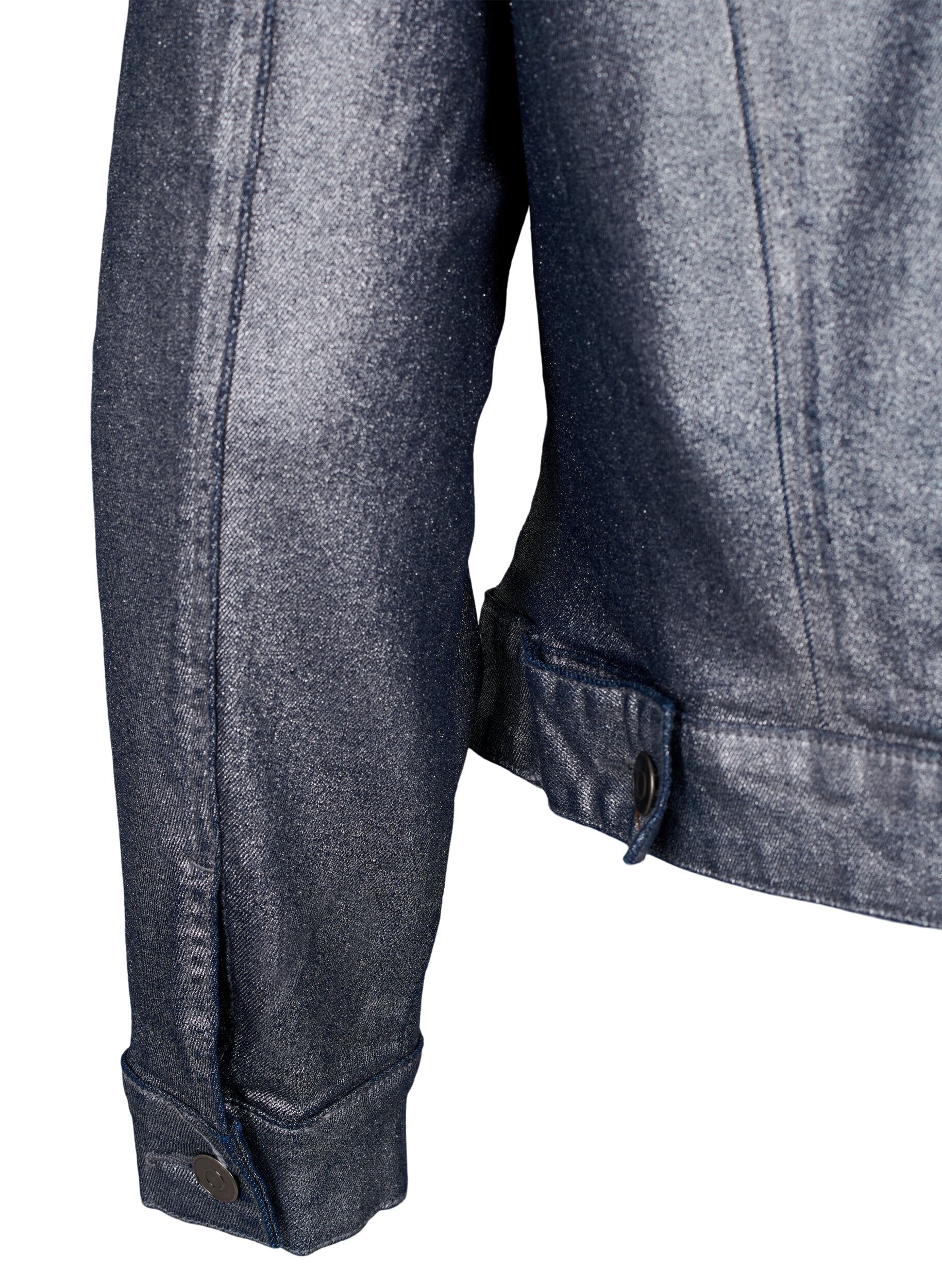 Zizzi Zilvergelaagde denimjack, Gun Silver, Packshot image number 3