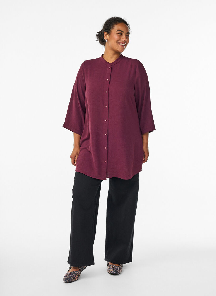 Tuniek met 3/4 mouwen, Donker Bordeaux, Model image number 1
