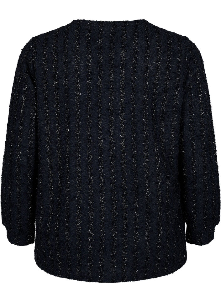 Blouse met glanzende structuur, Zwart, Packshot image number 1
