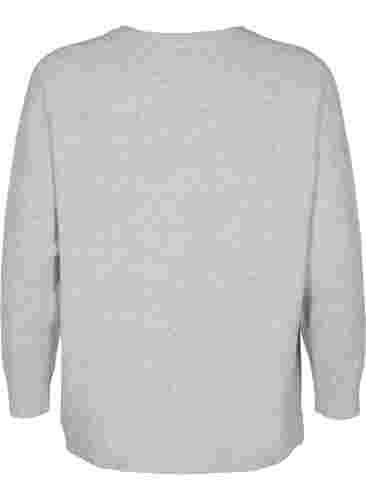 Gemêleerd gebreide blouse met pailletten, Light Grey Melange, Packshot image number 1